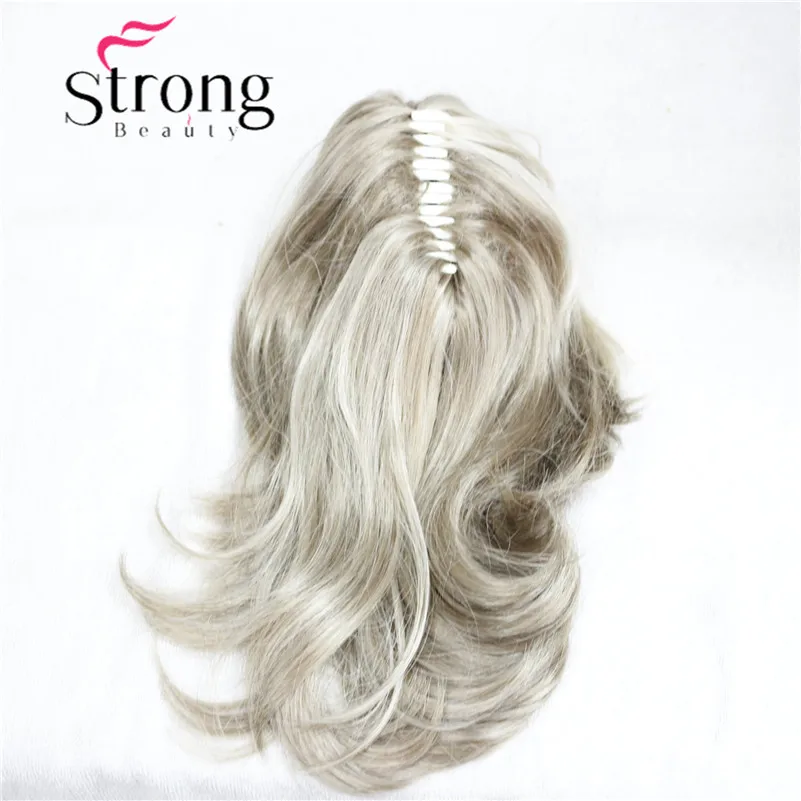 StrongBeauty, 12 дюймов, двойное использование, волнистый стиль, зажим в коготь, конский хвост, наращивание волос, блонд, синтетические волосы с зажимом челюсти/коготь
