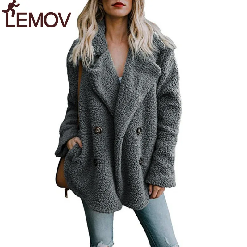 2019 зимнее однотонное женское осеннее пальто с широкими лацканами свободная