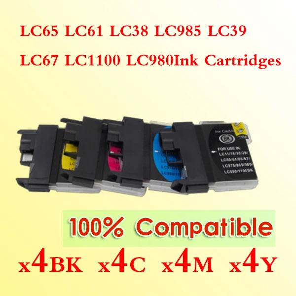 4 комплекта Совместимый картридж для LC38 LC39 LC980 LC990 LC1100 MFC J265W/J410/J415W/J220|cartridge seal|cartridge