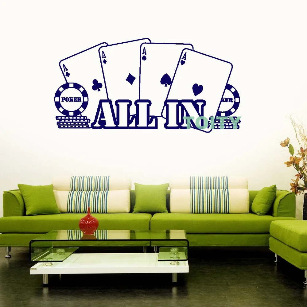 Настенные виниловые Стикеры наклейка покер казино все в плеер Картежник карты