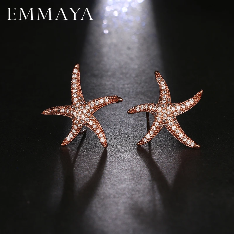 Серьги гвоздики EMMAYA симметричные женские уникальный дизайн с изображением звезд