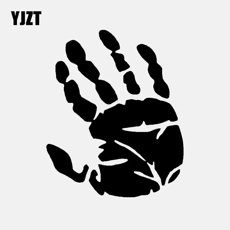 

YJZT 10.6CM*12.9CM Bloody Car Sticker Hand Print Vinyl Decal Black/Silver C3-2033