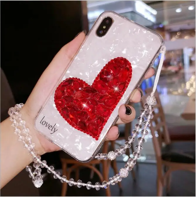 Модный Роскошный чехол для телефона iPhone Xs 6 7 8 plus горный хрусталь любовь Чехол