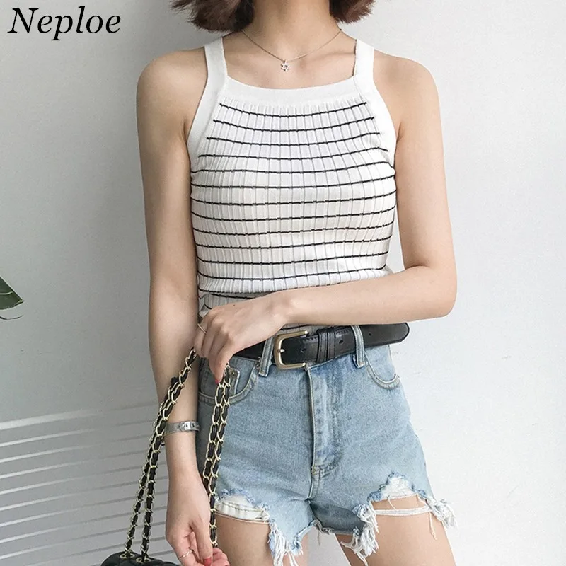 Женская футболка без рукавов Летняя трикотажная в полоску 66913|camiseta fashion|camiseta ffashion