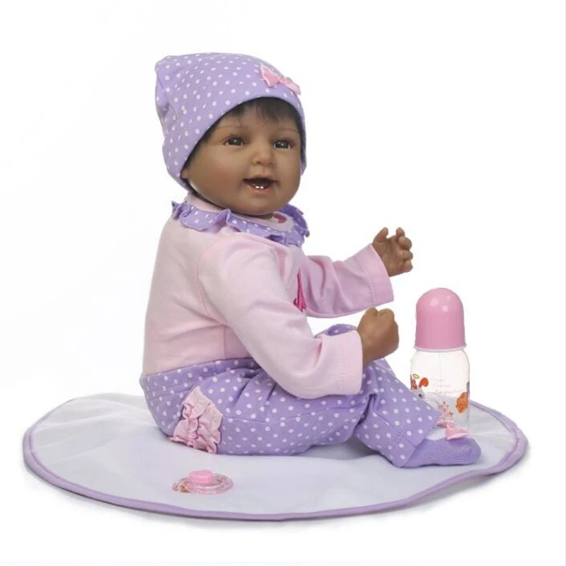 55 см/22 &quotReborn Baby Doll черный афроамериканец Силиконовые Винил Реалистичная