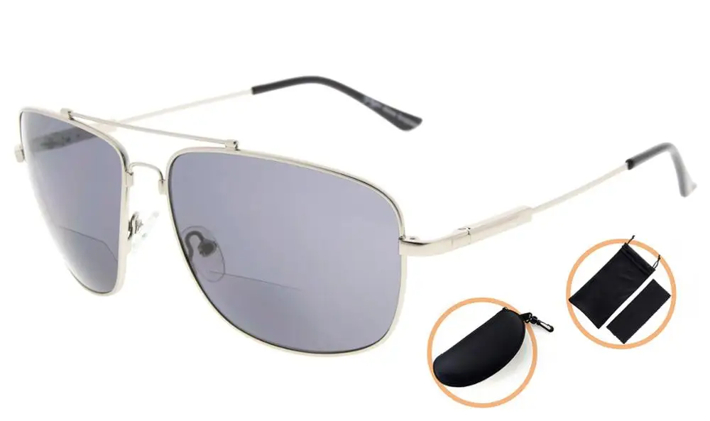 SG1801 Eyekepper памяти двухфокусные солнцезащитные очки гибкие Титан солнцезащитные очки для чтения - Цвет оправы: SilverGreyLens