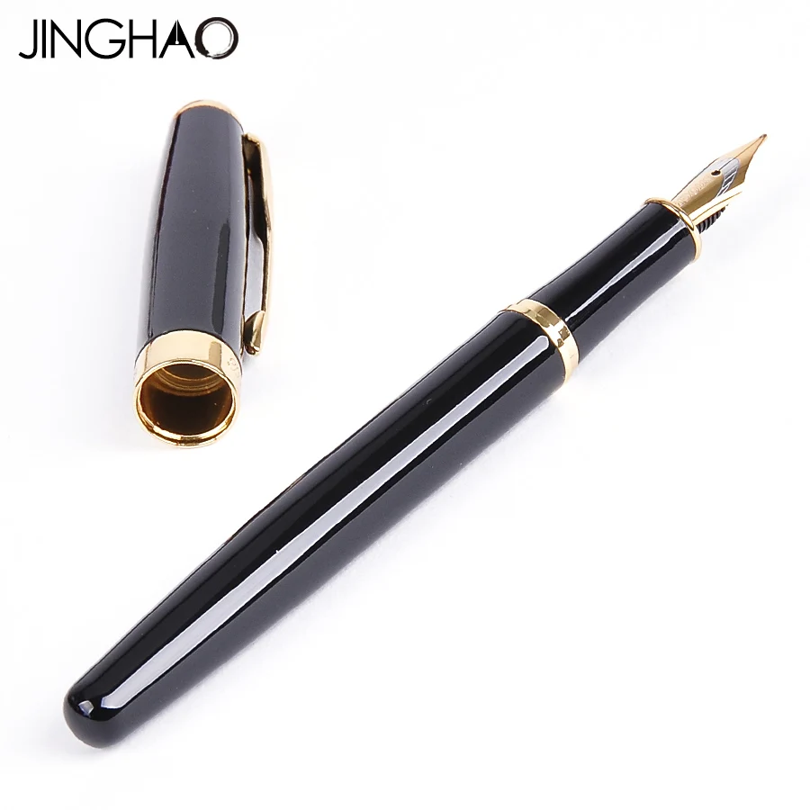 JINHAO высококачественная Металлическая черная авторучка F nib чернильные ручки школьные и офисные принадлежности канцелярские элегантные ручки для письма подарок - Цвет: Черный