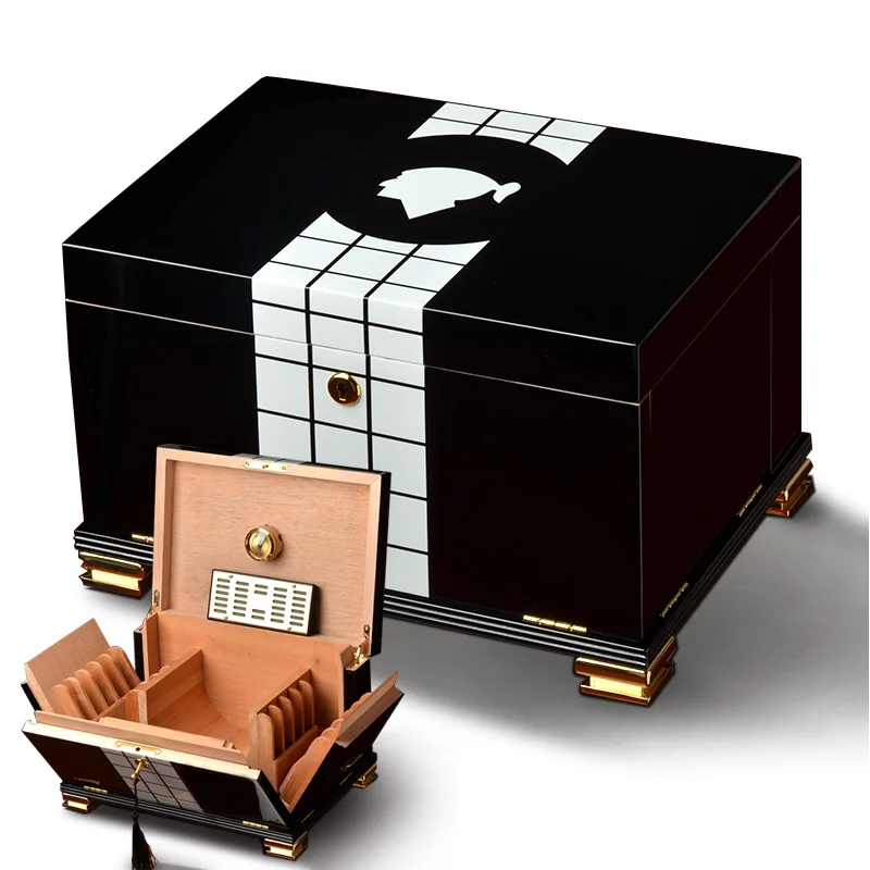 Импортная увлажняющая коробка для сигар из мягкого кедра дерева фортепиано