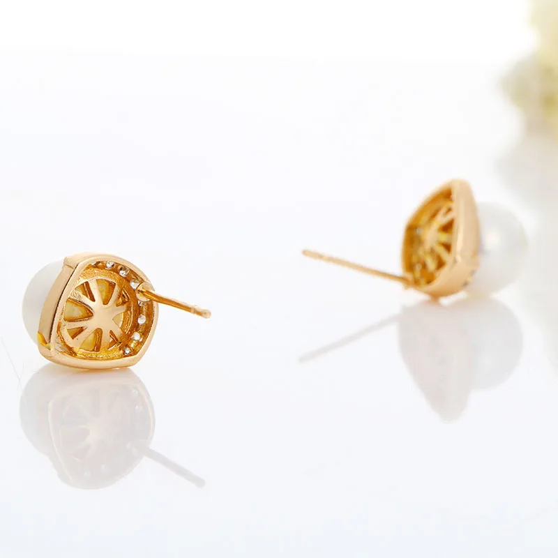 Серьги гвоздики женские из искусственного жемчуга с полуфианитами|fashion pearls|earrings