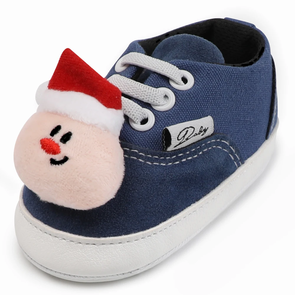 Colorful Newborn Baby Boys Girls Canvas Oxford Santa First Walkers Toddler Anti-slip Soled Prewalkers Shoe Lace-up Walker shoe |