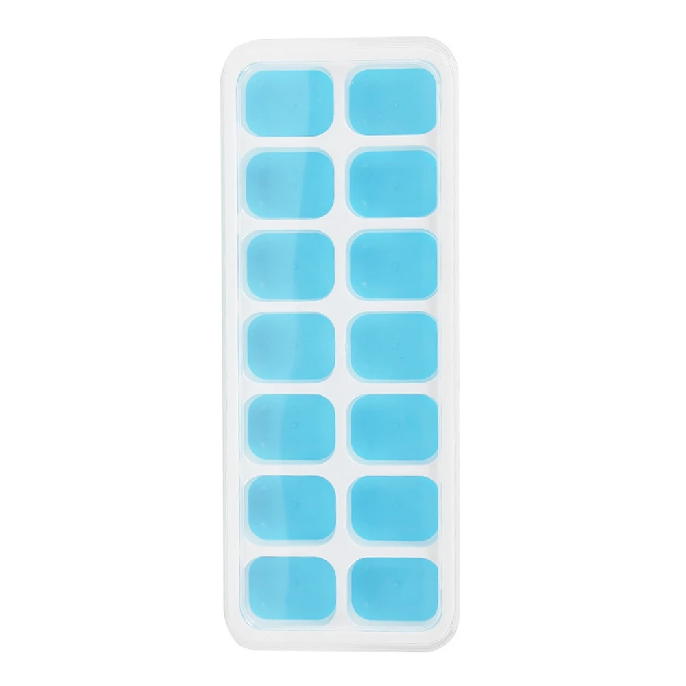 Blue 14 grid Силиконовые прямоугольные круглые алмазные формы для кубиков льда лоток для льда с крышкой для морозилки мороженое вечерние виски Коктейльные холодные напитки - Цвет: Blue 14 grid