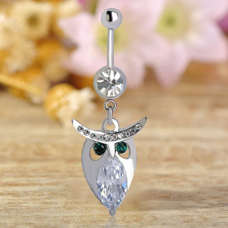 Funmor Сова пирсинг пупка Кольца для Для женщин девочек соблазнительный кулон