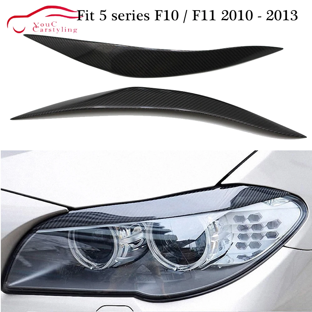 F10 Carbon Fiber Headlight Eyelids Eyebrow for BMW 5 Series Front Headlamp Trim Cover 2010 - 2013 520i 528i 530i 535i | Автомобили и