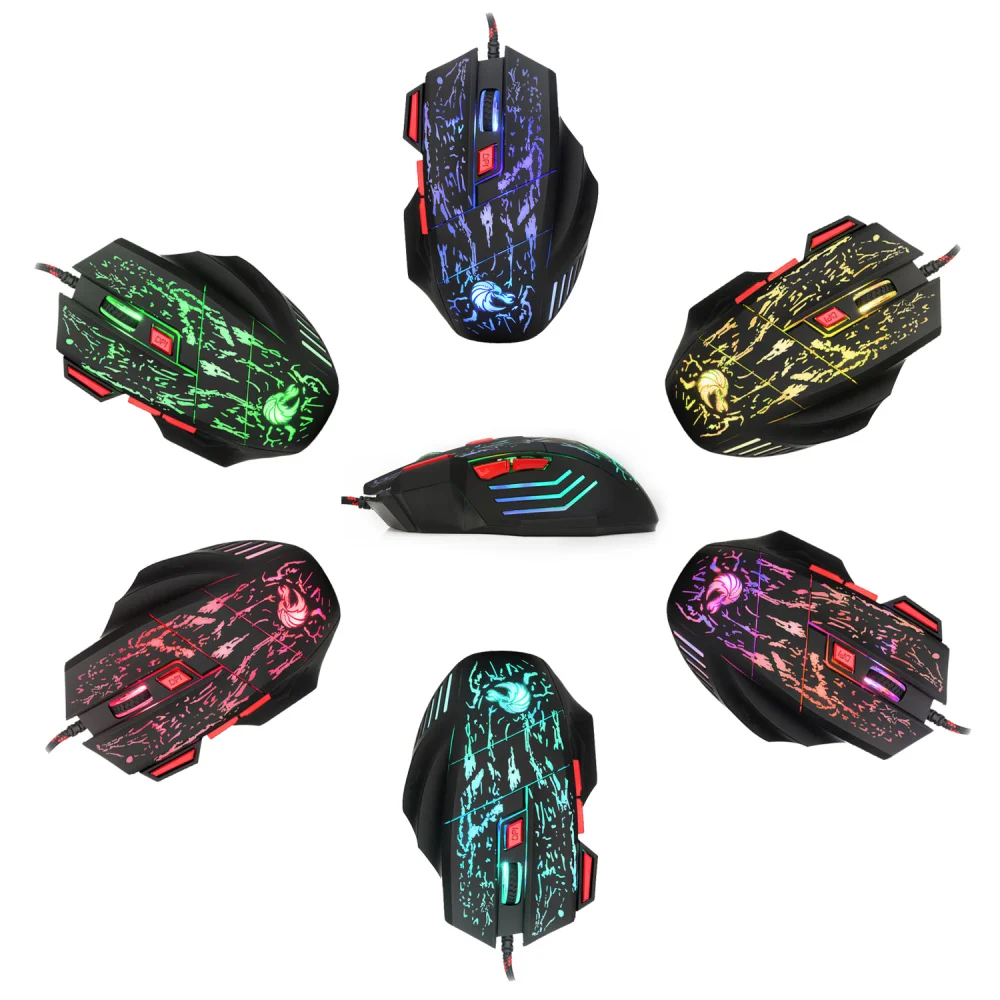 KuWFi USB игровая мышь 7 кнопок 5500 dpi светодиодный оптический проводной кабель компьютерные мыши геймер Мыши для ПК ноутбук Настольный X7 игровая мышь