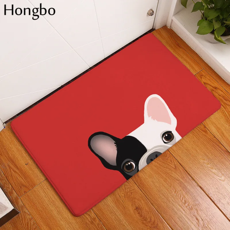 3 Hongbo 40*60 см Противоскользящие коврики короткие милые мультфильм бульдог щенок коврики Добро пожаловать домой входная дверь пол фланелевый коврик - Цвет: 3