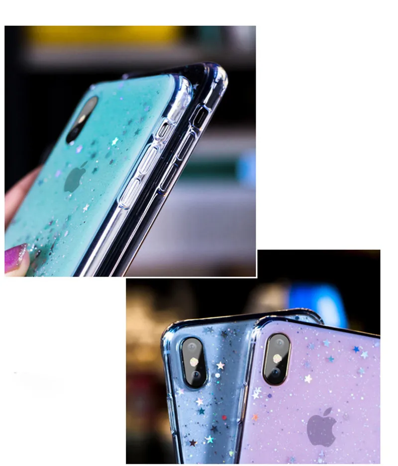 Роскошный блестящий Блестящий блестящий чехол для iPhone X XR 11 Pro XS MAX 6 6S 7 8 Plus Блестящий прозрачный мягкий чехол из ТПУ
