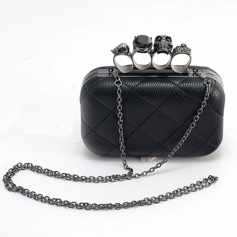 GFLV Brand 2019 Punk Mini Evening Bags Women Skull Rings Minaudiere Handbags With Chains High Quality PU Leather Quilted | Багаж и сумки