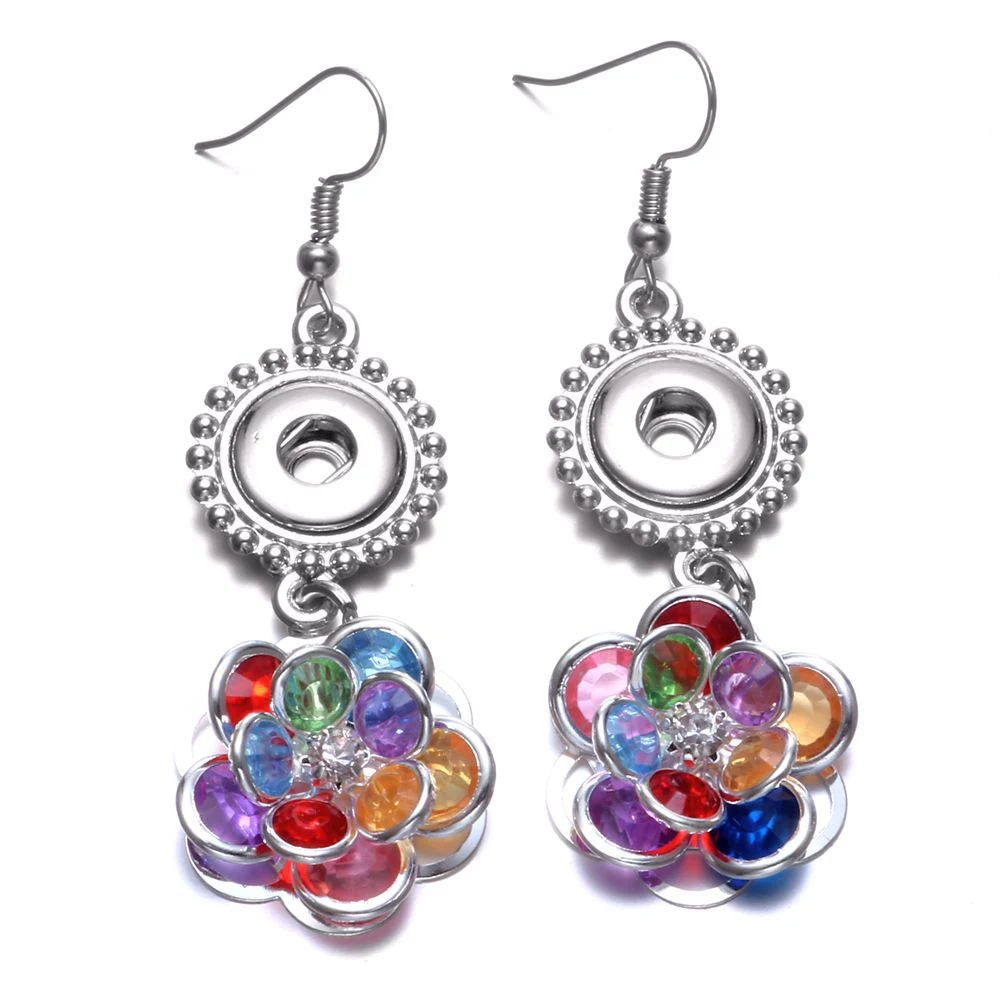 

ES0263d New Arrivals Purple Metal Flower Charms Earrings Eardrop Fit 12mm Snap Button Snap Earrings Snap Jewelry