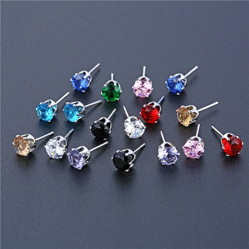 Женские серебряные серьги-гвоздики с австрийским кристаллом | Украшения и