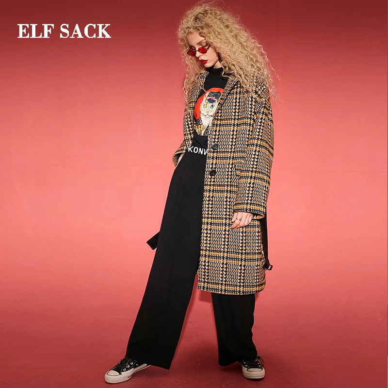 ELFSACK новинка шикарные женские штаны одноцветные уличная одежда широкие брюки