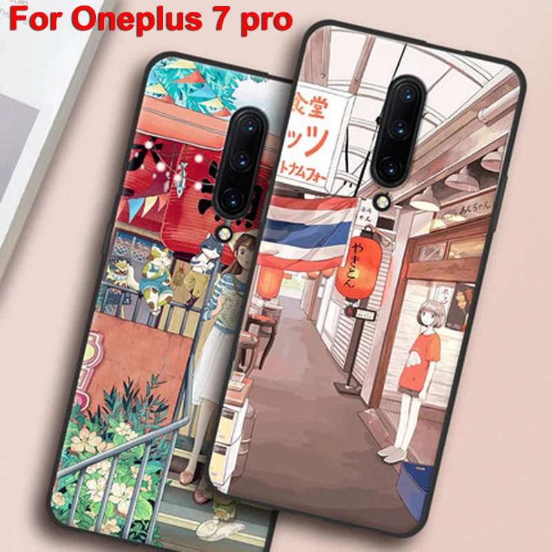 Чехол Fundas для Oneplus 7 pro мягкий силиконовый чехол телефона с цветком девочек 1 +