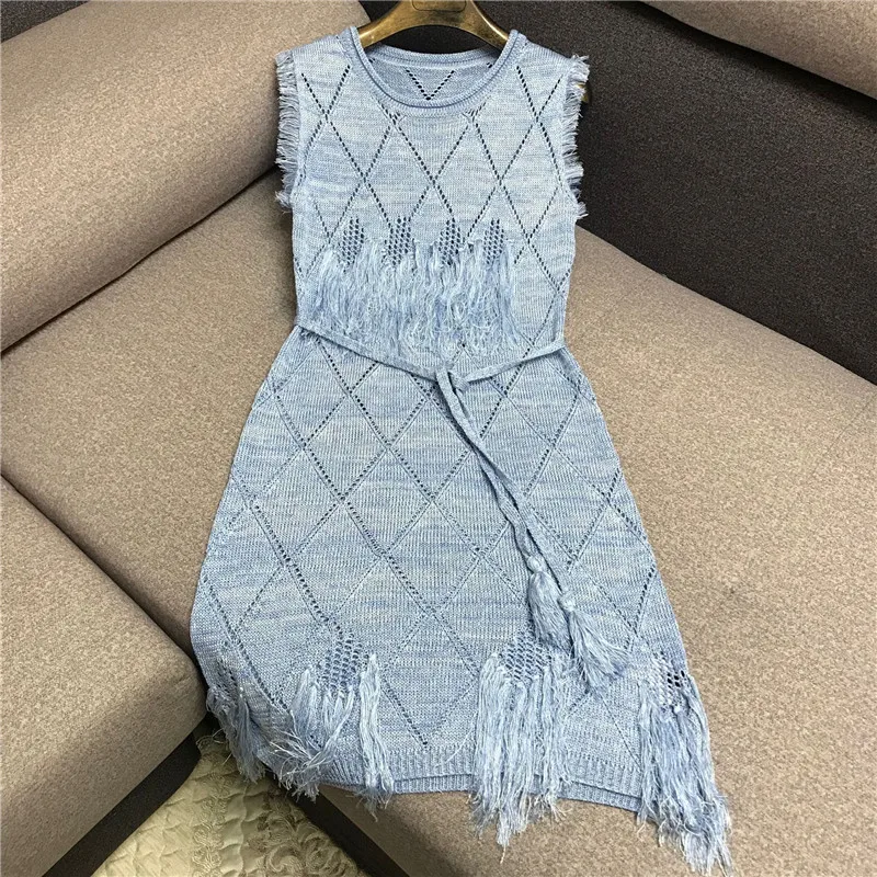 Роскошное дизайнерское Брендовое трикотажное платье для женщин Повседневное с