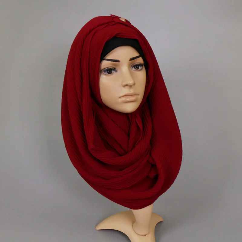 Популярная драпировка большой размер пузырьковый шифоновый шарф гофрированные