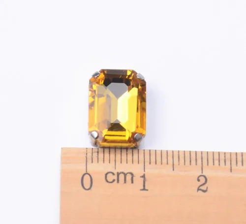 Gold color 10*14 мм с украшением в виде кристаллов прямоугольник 20 штук Бисер для шитья с схватка Свадебные серебряные задняя изысканный камень с металлические элементы с отверстиями - Цвет: Gold color