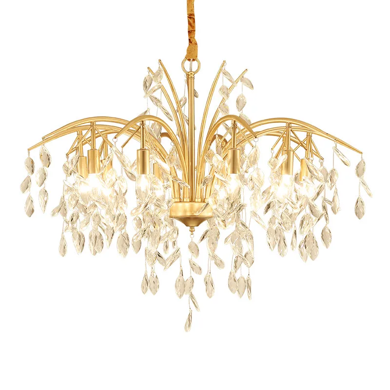 Винтаж железа хрустальная люстра Золотой Кристалл светодиодный светильник