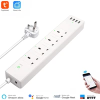 uk standard wifi smart power strip 4 outlets 4 usb ports smart extension cord work with alexa echo and google nest tuya smart