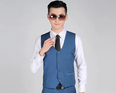 only blue vest PYJTRL мужская мода мужская жилетка, костюм в Корейском стиле Повседневное Бизнес блестящие черный, белый цвет серебристый, красный, Темно-синие серый фиолетовый жилет - Цвет: only blue vest