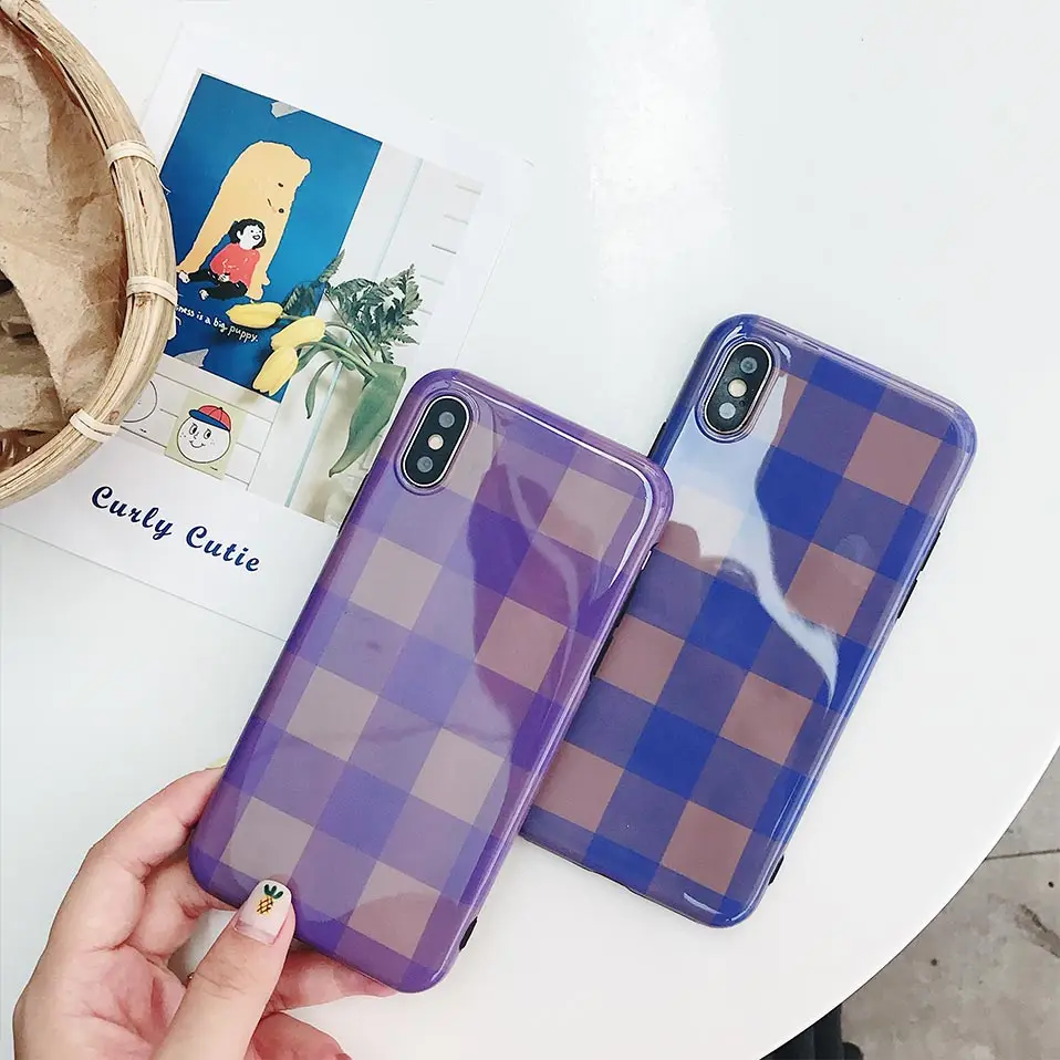 Для iphone 6 7 8 TPU синий квадратный Телефон задняя крышка для 6S плюс Funda X s Drop-proof |