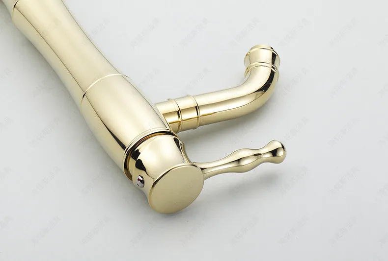 Бесплатная доставка Модный золотой кран для ванной комнаты с бортиком Золотой