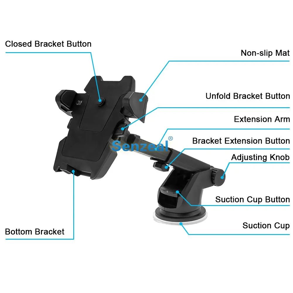 SENZEAL Универсальный держатель для мобильного телефона на лобовое стекло с длинной