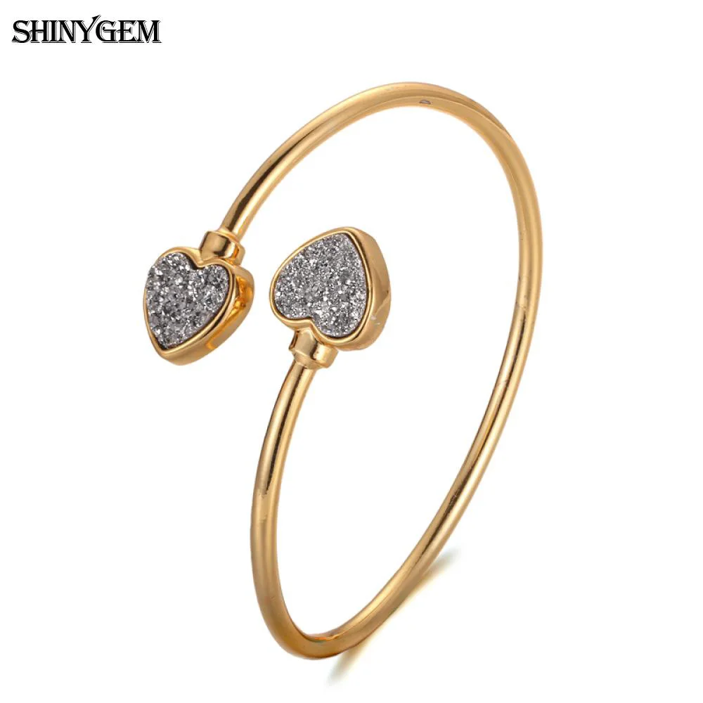 ShinyGem винтажные регулируемые браслеты из натурального камня Открытый браслет на