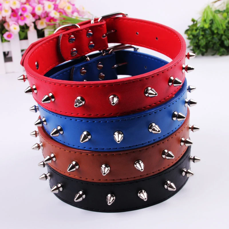 Высококачественный ошейник для собак из искусственной кожи крутые шипованные