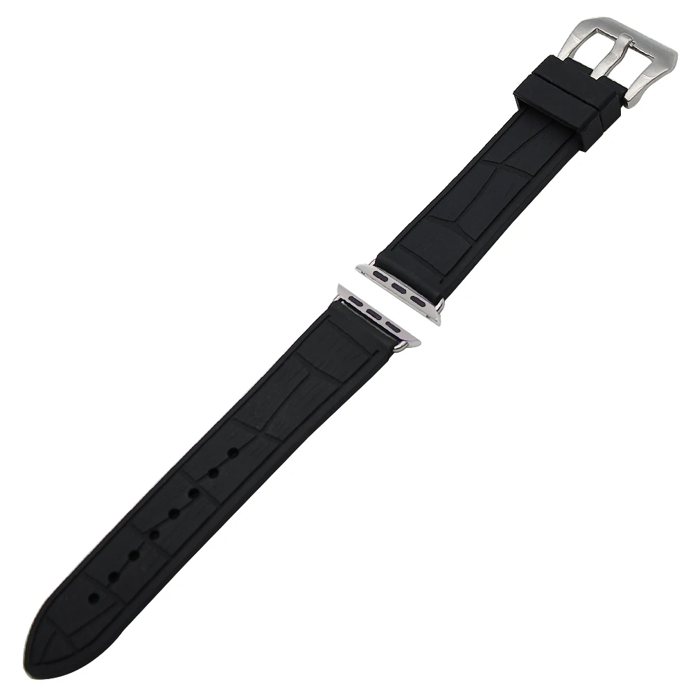 Ремешок силиконовый резиновый для iWatch Apple Watch 38 мм 42 черный браслет с застежкой