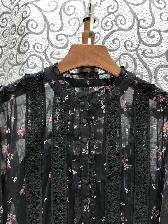 Vintage Retro Dress Summmer Fashion Party Evening Women Exquisite Embroidery Tunic Buttons Mid-Calf Length Dress Vestidos