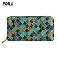 forudesigns mermaid scales fashion women wallet leather zipper design female long purse with id card holder coin pockets wallets