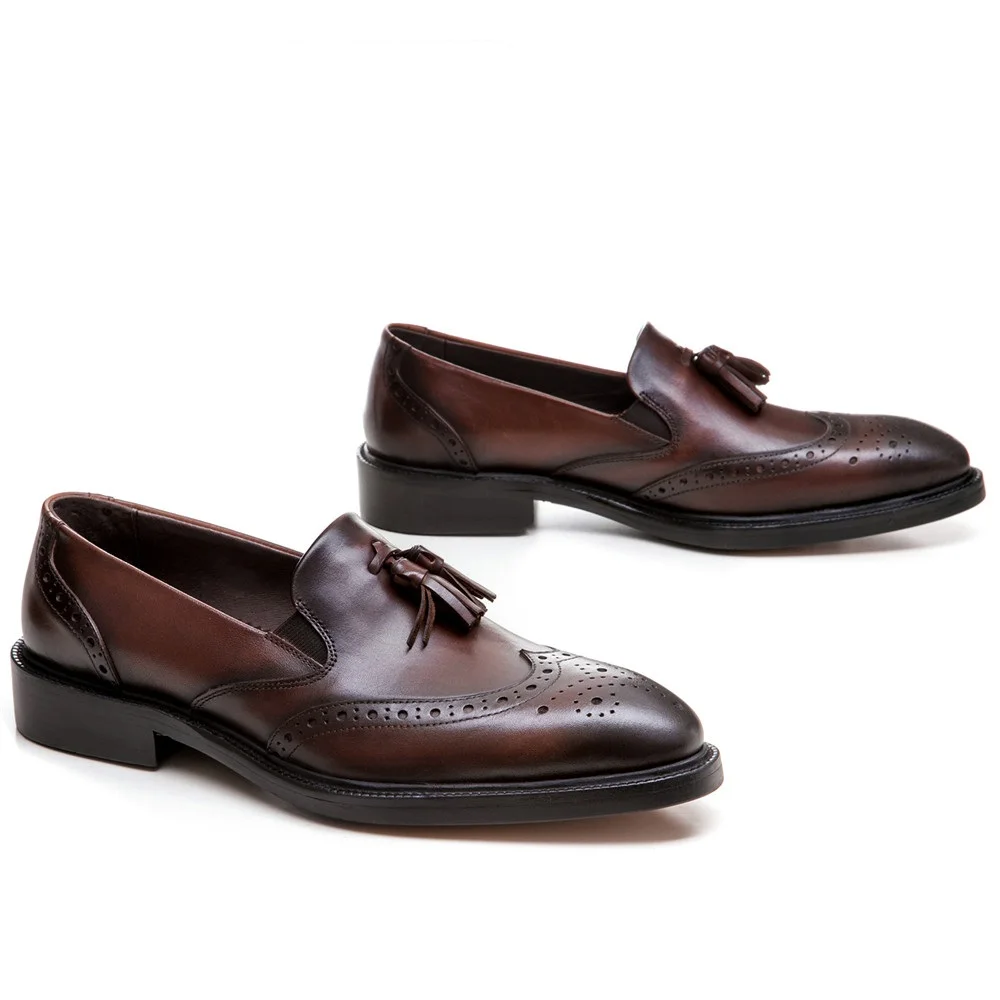 Fashion black / brown tan mens wedding shoes genuine leather loafers dress formal work with tassel | Обувь