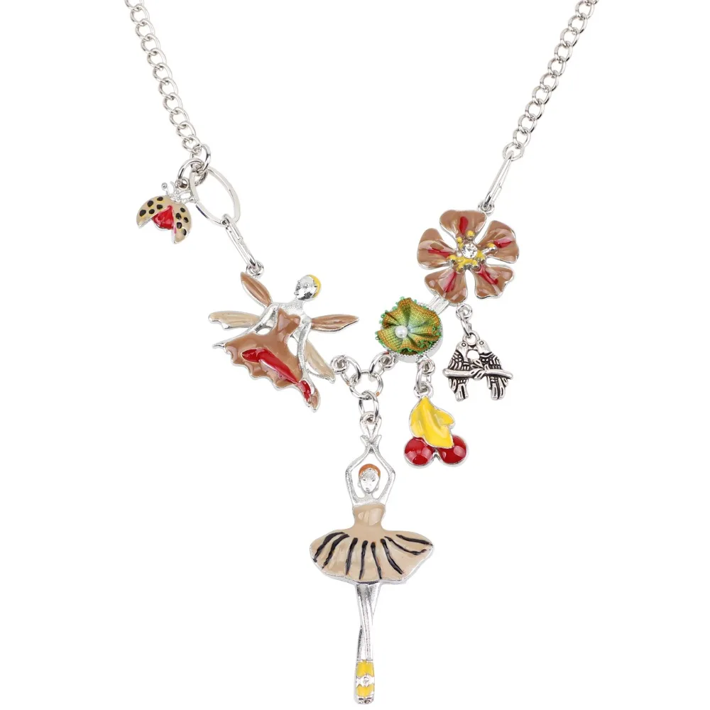 WEVENI массивное ожерелье из эмалированного сплава для балета подвеска с вишневым