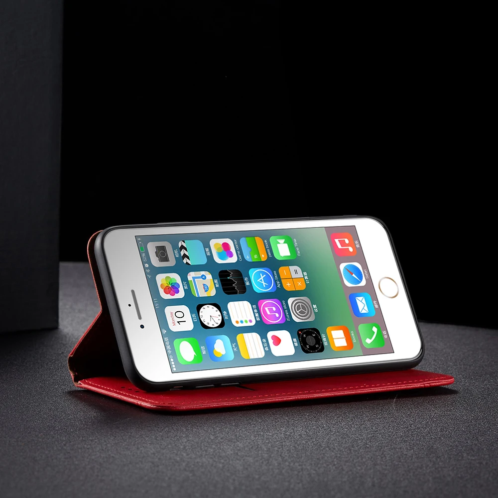 Case Cover For iphone 5 5s SE 6 7 8 Plus XR XS 11 Pro Max Case Luxury Magnet Flip Matte Leather Bag For iphone 5 S Wallet Cover