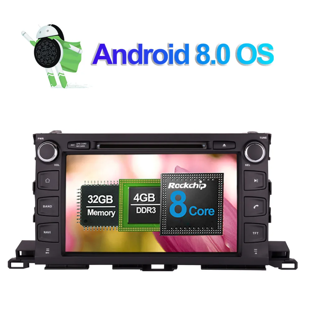 Android 8 0 Восьмиядерный 4 Гб ОЗУ автомобильное радио стерео для Toyota Highlander/XU50 Series/Kluger
