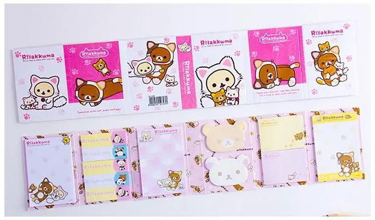 Мультфильм Rilakkuma Hat 6 складной блокнот для заметок N Times Sticky Notes memo закладки для блокнота подарочные канцелярские товары - Цвет: 01
