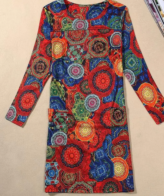 12 M-4XL женская одежда Весна Осень Модное женское платье с цветочным принтом женские повседневные осенние платья с длинным рукавом Vestidos - Цвет: 12