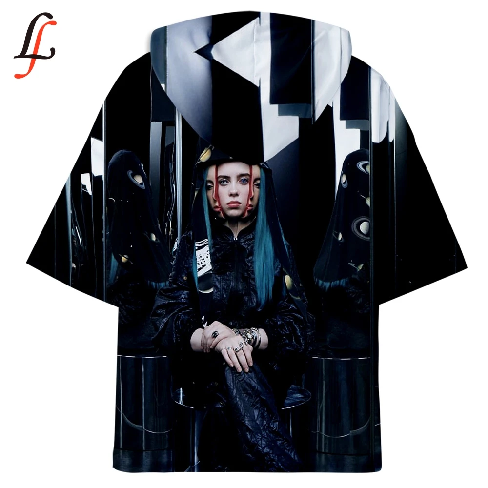 Billie Eilish 3D футболки с капюшоном, женские/мужские модные летние футболки с коротким рукавом,, Повседневная Уличная футболка