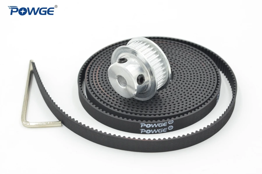 

POWGE 1pcs 30 teeth GT2 Timing Pulley Bore 5mm 6.35mm 8mm + 1Meter width 9mm GT2 open Timing Belt 2GT Belt pulley 30Teeth 30T