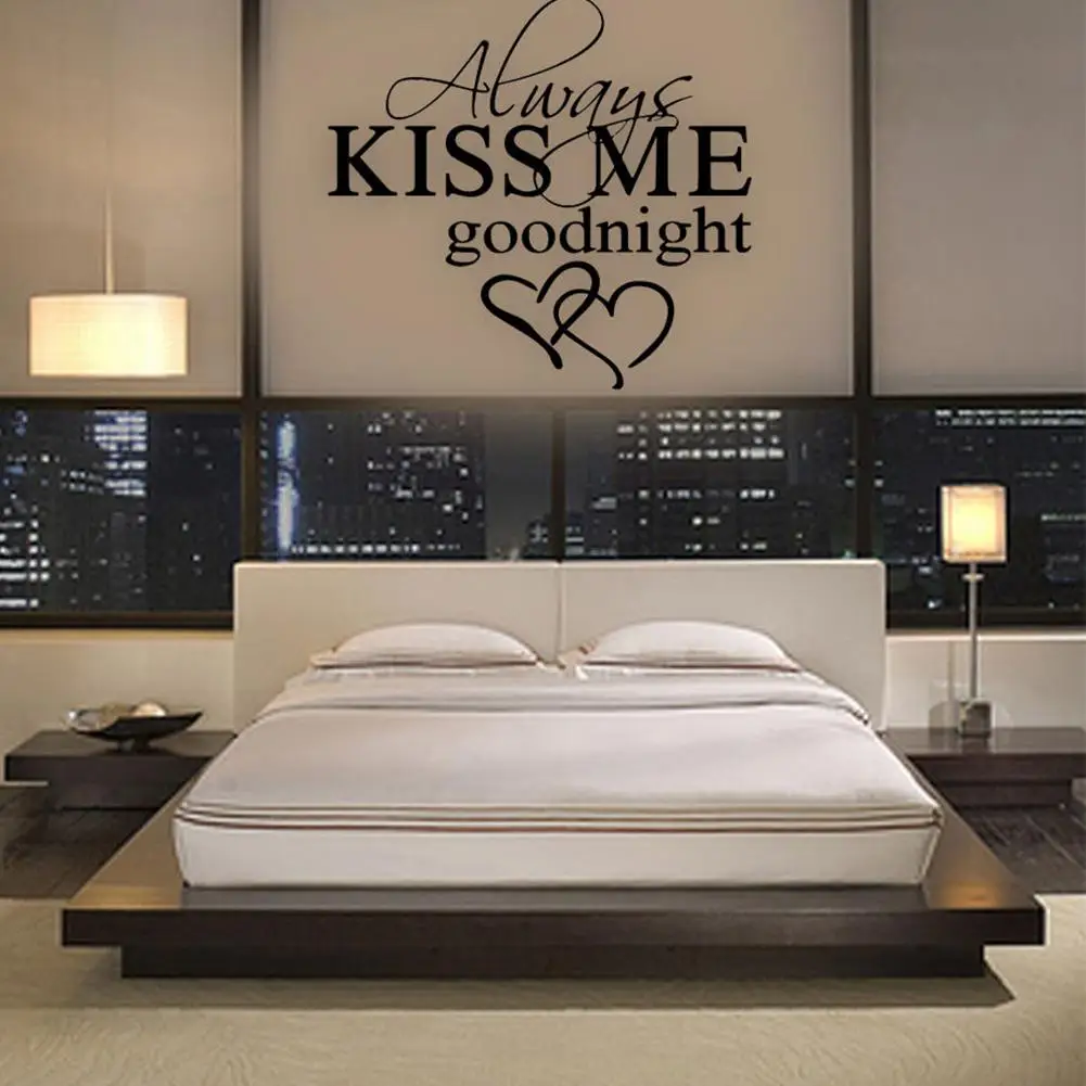 Художественная Наклейка на стену с надписью Always Kiss Me Goodnight Виниловая наклейка для