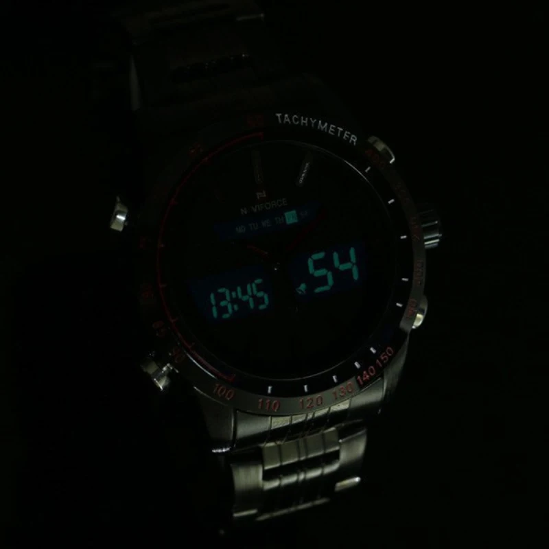 Часы мужские NAVIFORCE 9024 роскошные брендовые полностью Стальные кварцевые часы