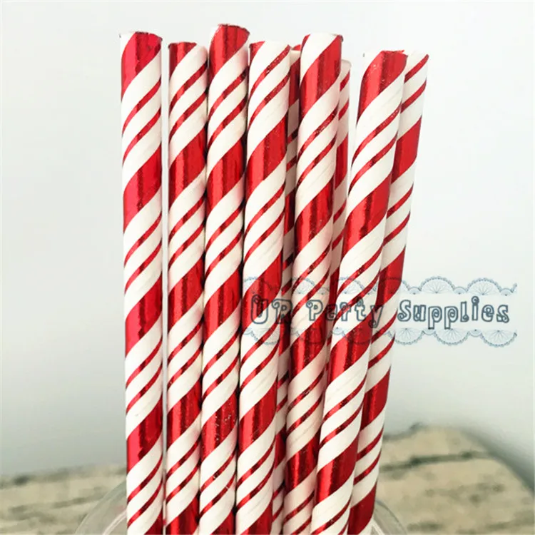 300 шт. Фольга Красной полосой сердце Бумага Соломинки авиации первый день